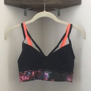 lululemon strappy bra black neon floral size 6